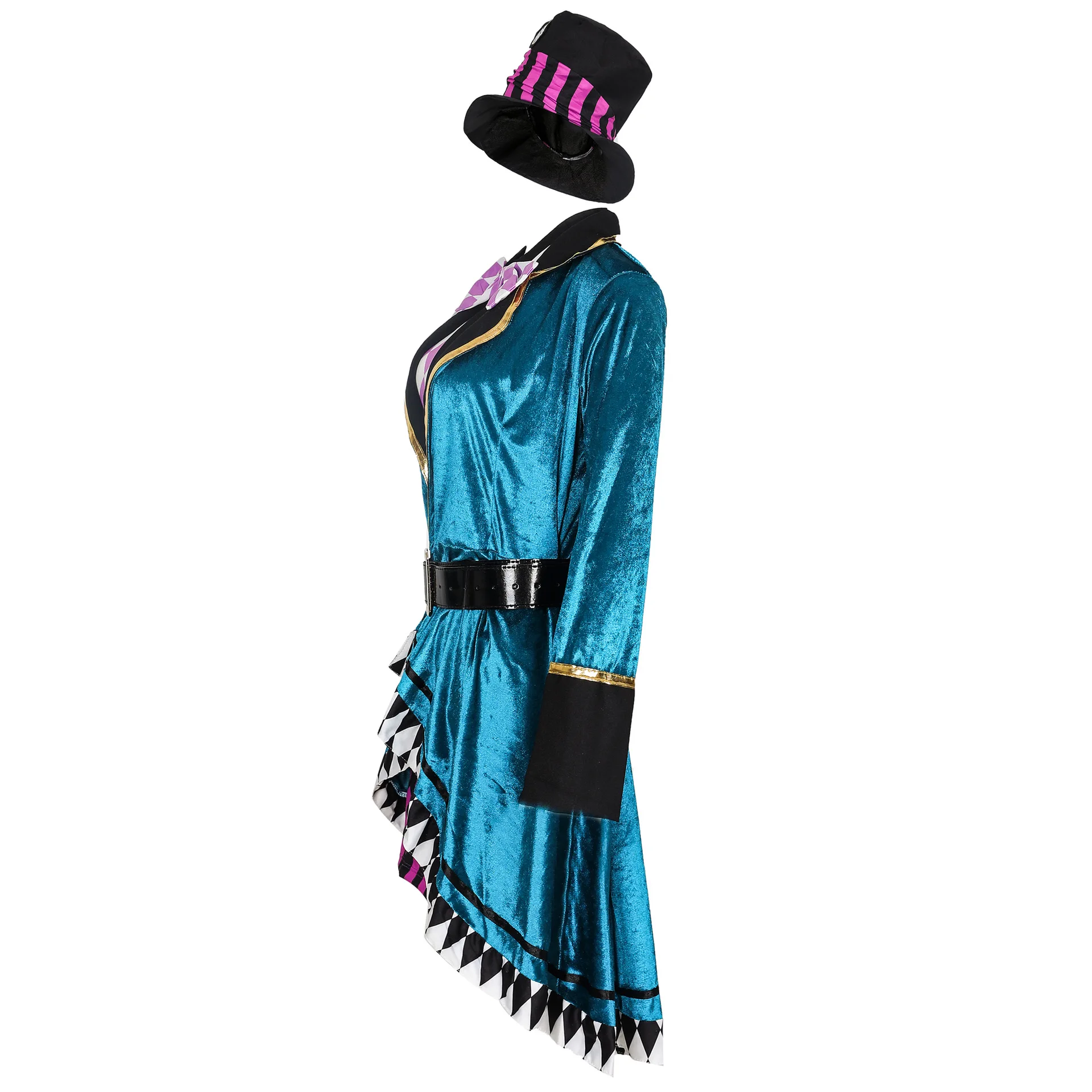 Halloween Alice nel Paese delle Meraviglie Orologio Cappellaio Pazzo Costume Cosplay Vestito da fiaba per adulti sexy Vestito da donna per spettacolo di magia