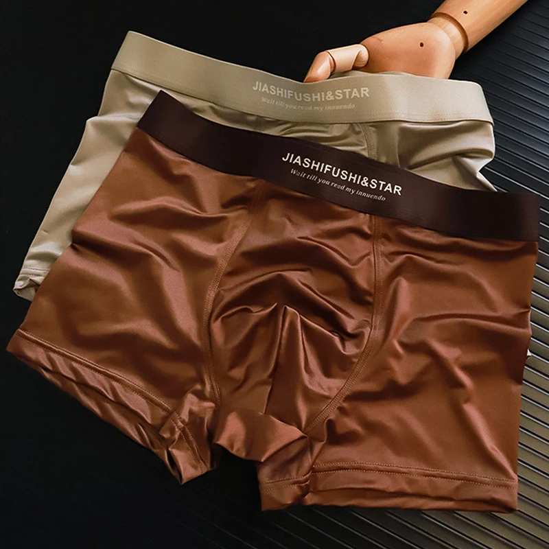 4 Pcs/Lot Breathable Men's Fiber Boxing Briefs, Comfortable Breathable Underwear, Medium Stretch Knit Fabric, Solid Color image 4