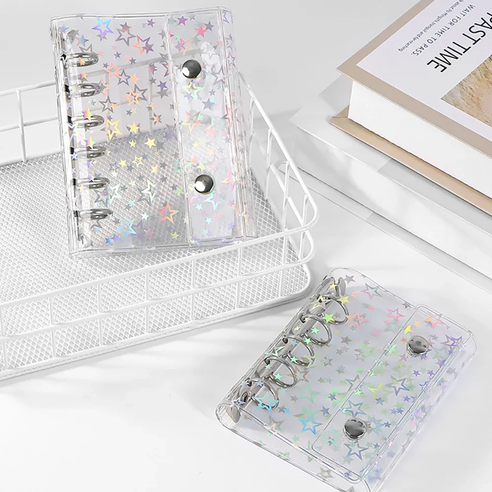 M5 5Holes Transparent Star Loose Leaf Binder Cover Journal Sketchbook Accessories Diary Office Supplies