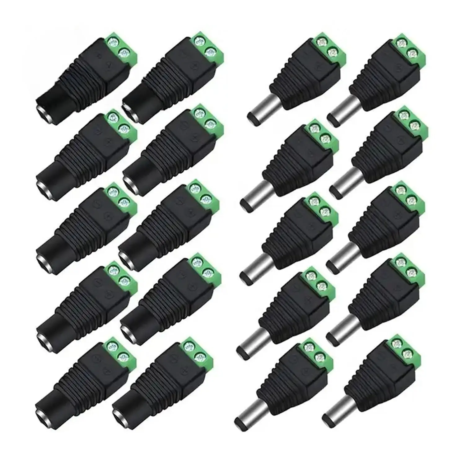 10 pares de conectores de alimentación de 12 V CC de 5,5 mm x 2,1 mm, (10 x macho + 10 x hembra) Adaptador de barril de enchufe de alimentación,