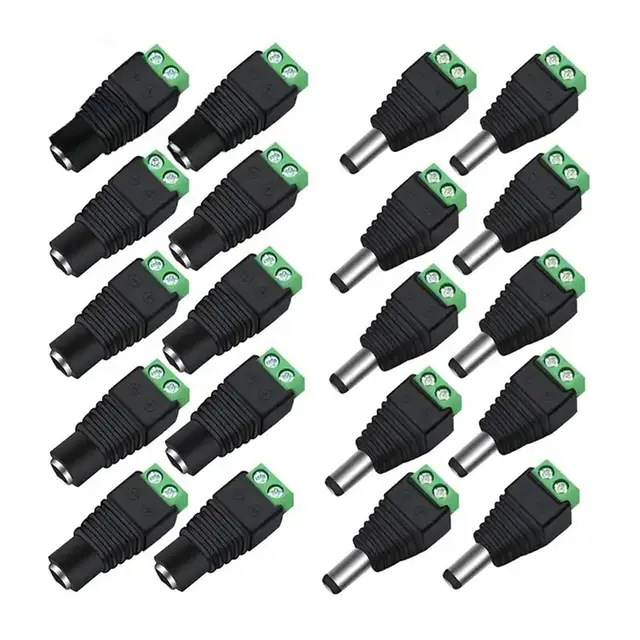 10/20/30 par złącze zasilania 12 V DC 5,5 mm x 2,1 mm, (10 x męskie + 10 x żeńskie) adapter wtyczki zasilania, złącze zasilania DC