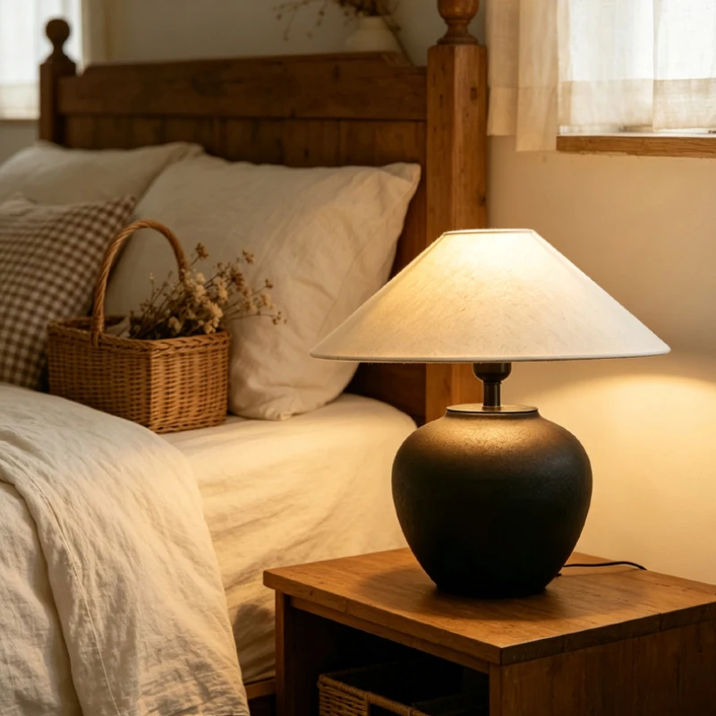 Vintage Ceramic Fabric High-end LED Decoration Table Lamp Desk Light For Living Room Bedroom Study Lighting Fixtures