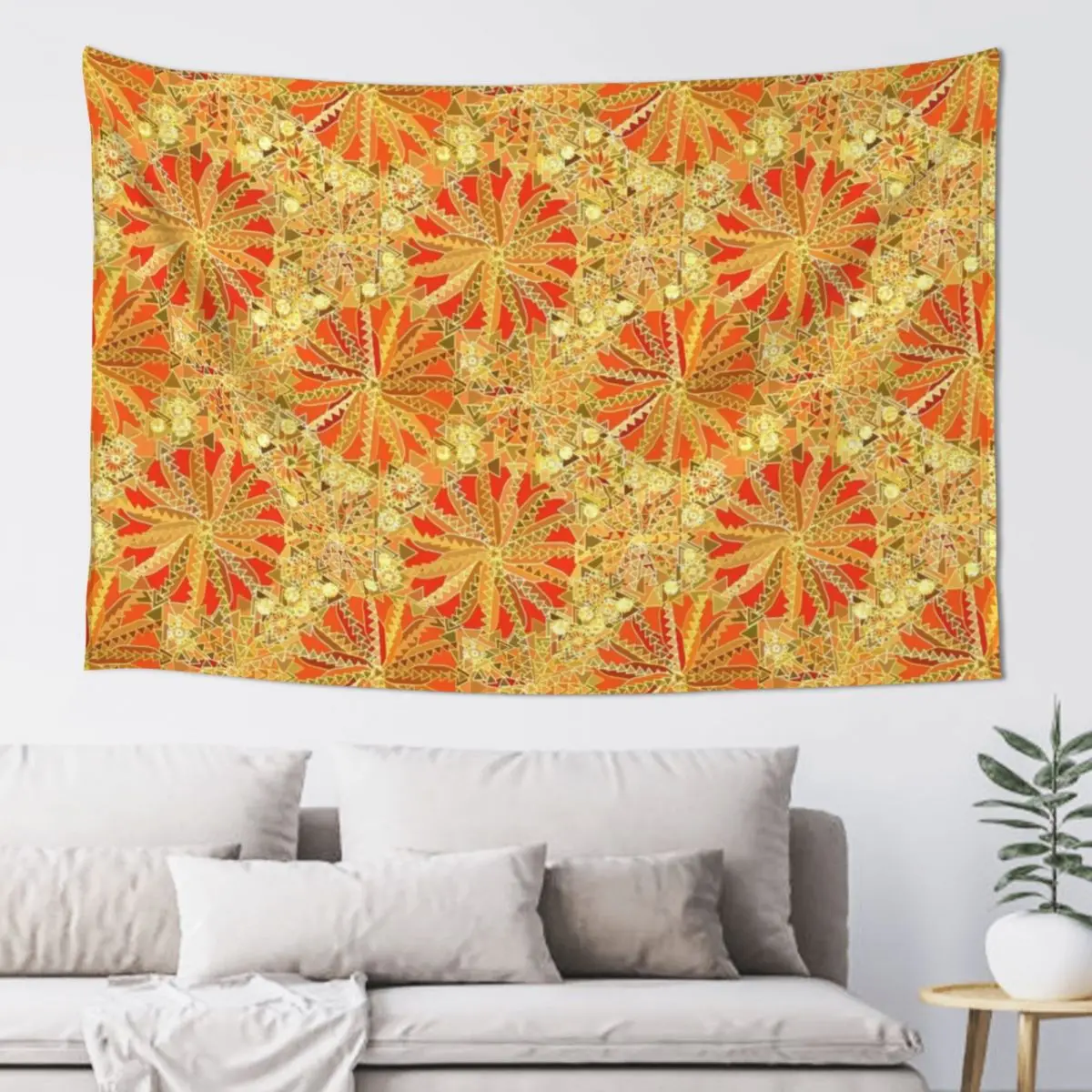 

Tribal Mandala Print, Mustard Gold and Orange Tapestry Art Mural Room Ornaments Tapestry