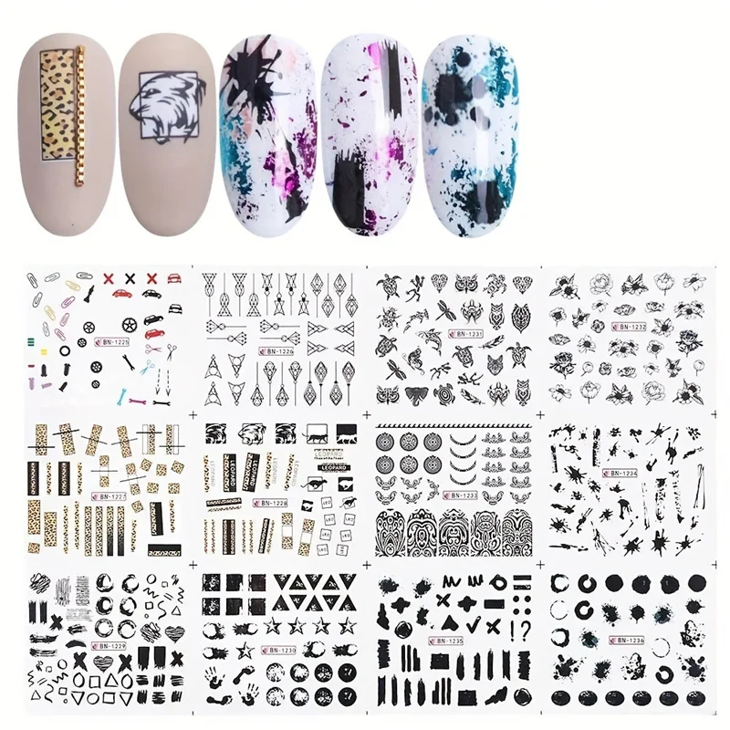 800 kinds Nail Sticker Set Water Decal Nail Art Ink Flowers Leaves Graffiti Slider for Nail Decoration Foils Tattoo