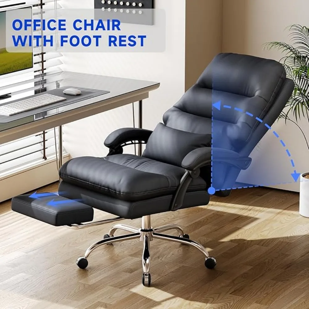 

Office Chair,Office Desk Chair,Ergonomic Office Chair, 400LBS PU Leather Computer Chairs with Foot Rest and Lumbar Pillow chair