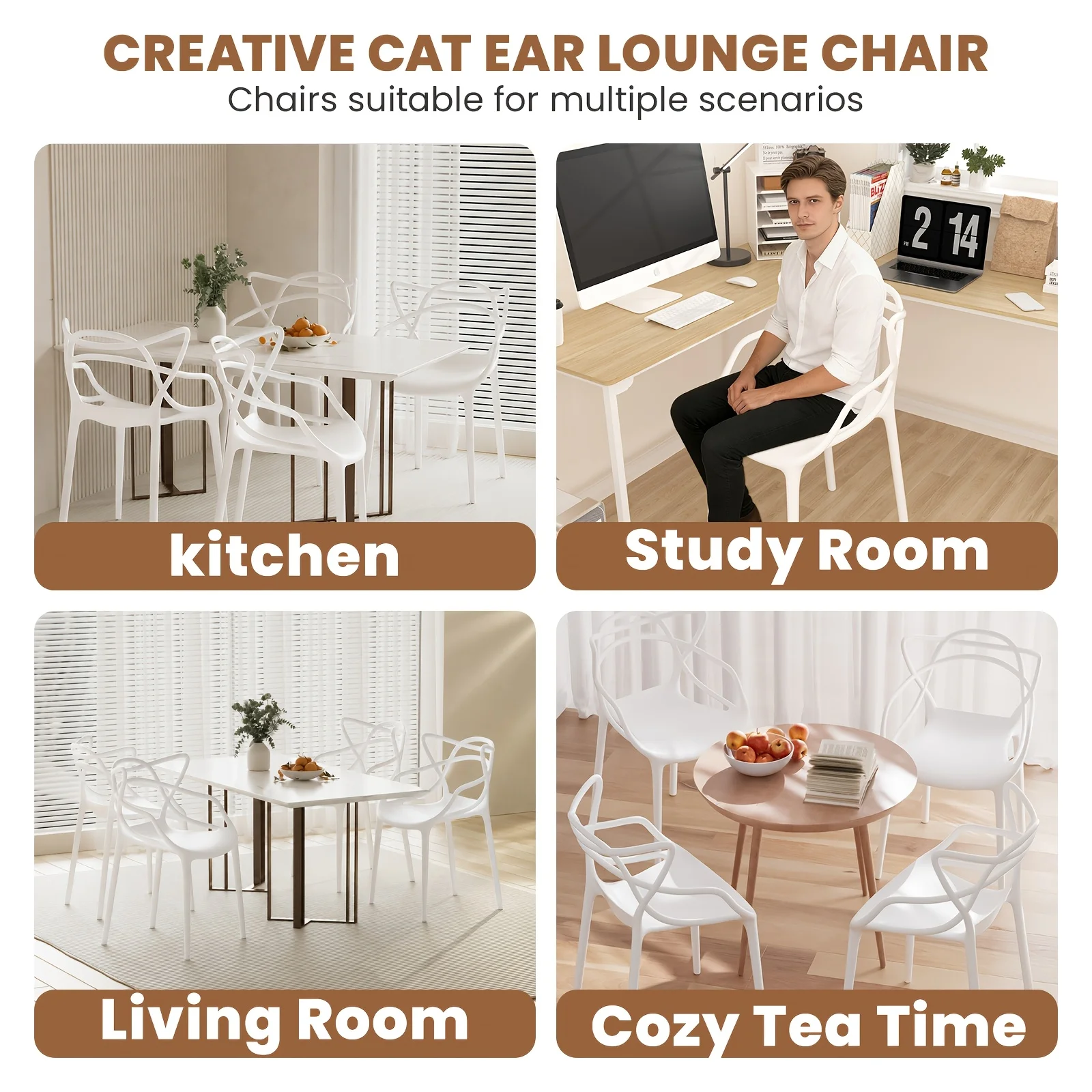 Modern Modern Dining Chair | Stackable Indoor Or Outdoor Entangled Side Chair | Weather Resistant Plastic for Kitchen, Patio, Restaurant, Yard, Porch, Balcony (Set of 4, Black) - Aliexpress Deal
