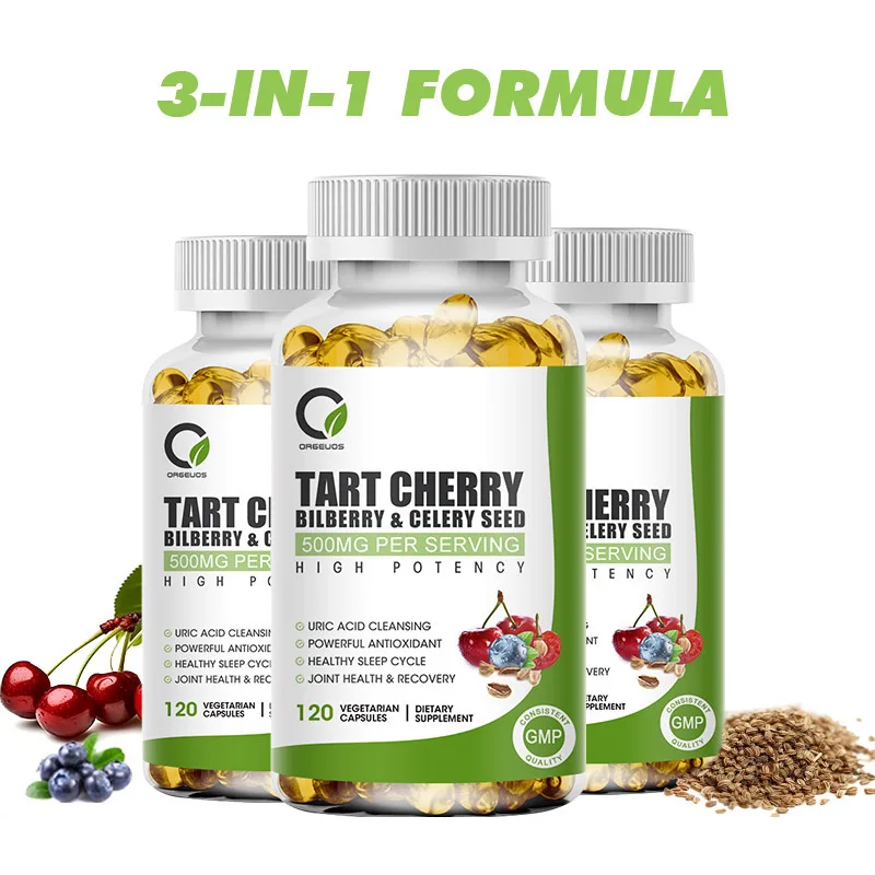 

Celery Seed & Tart Cherry Extract Capsules with blueberry For Regulating Blood Pressure & Blood Sugar and Prostate Urinary Tract