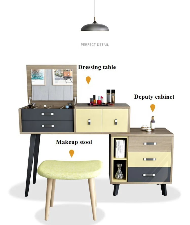 Nordic Style Creative Design Wooden Combinable Dressing Table Dresser