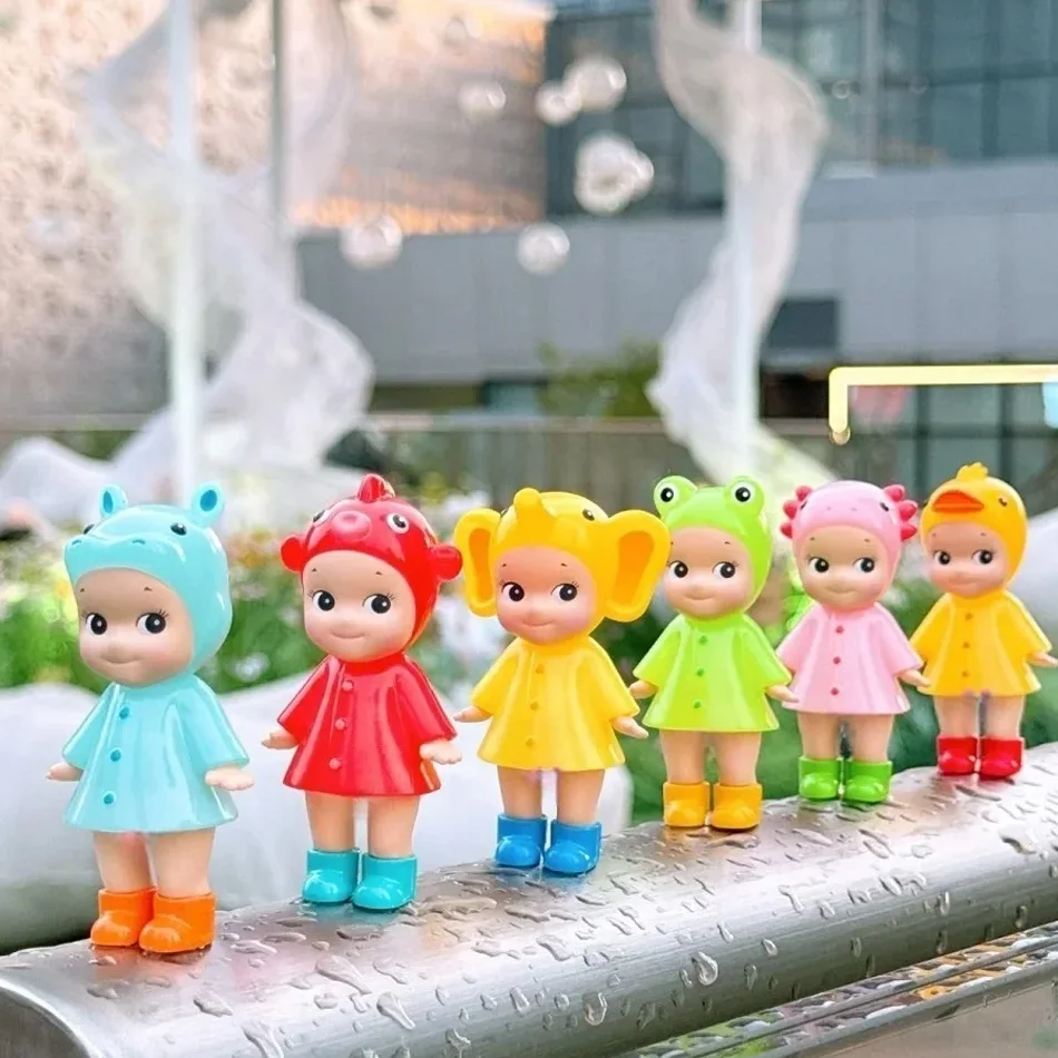 6개/세트 핫 레인 시리즈 블라인드 박스 귀여운 미니 피규어 모델 카와이 미스터리 박스 책상 방 장식 장난감 팬들을 위한 선물