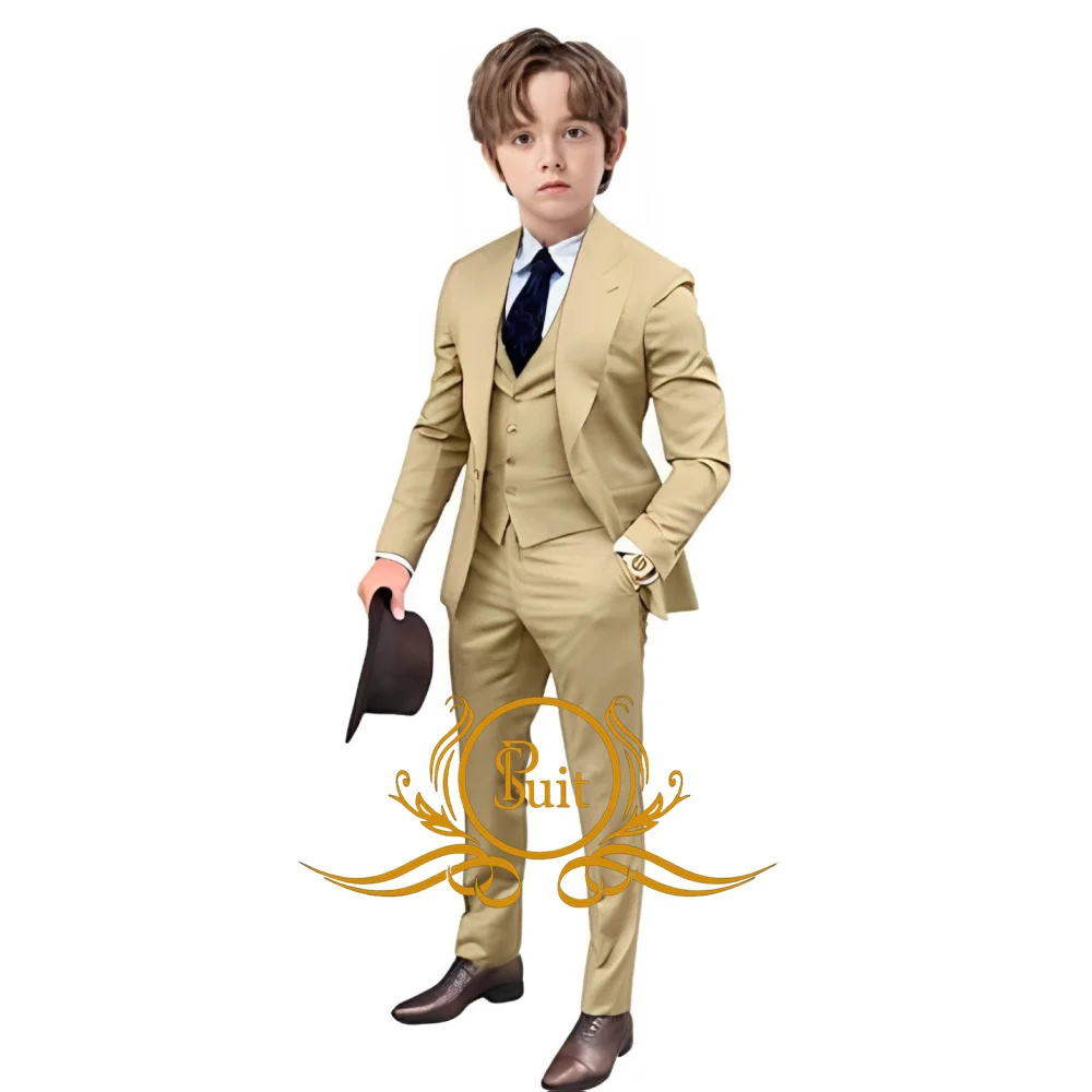 

Fashion Kids Tuxedo 3 Piece Suits for Boys Slim Fit Dresswear Formal Blazer for Kids Jacket Pants Vest Set