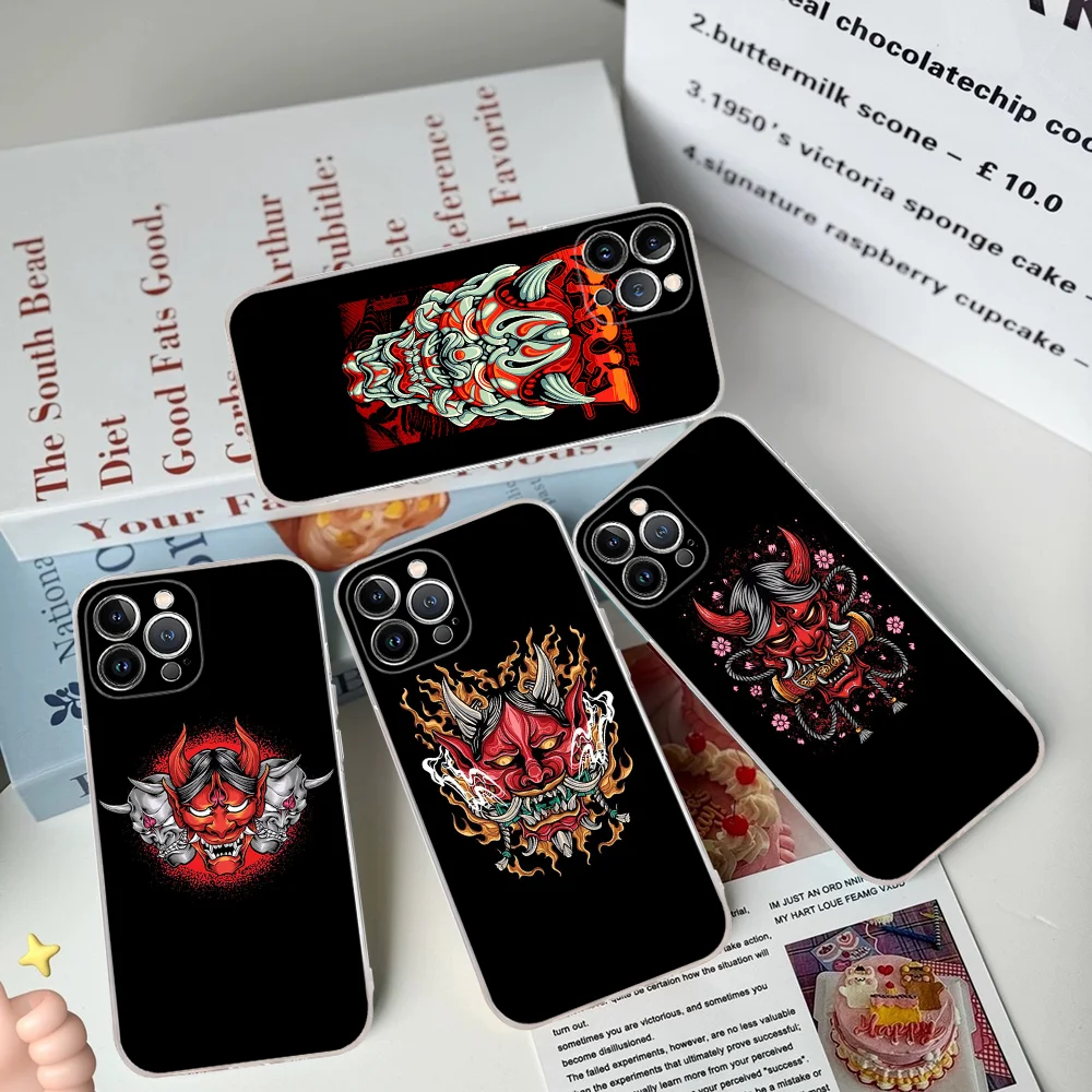 Japanese Oni Hannya Demon Mask Phone Case For IPhone 16 15 8 7 6 6S Plus X SE XR XS 14 11 12 13 Mini Pro Max Mobile Case