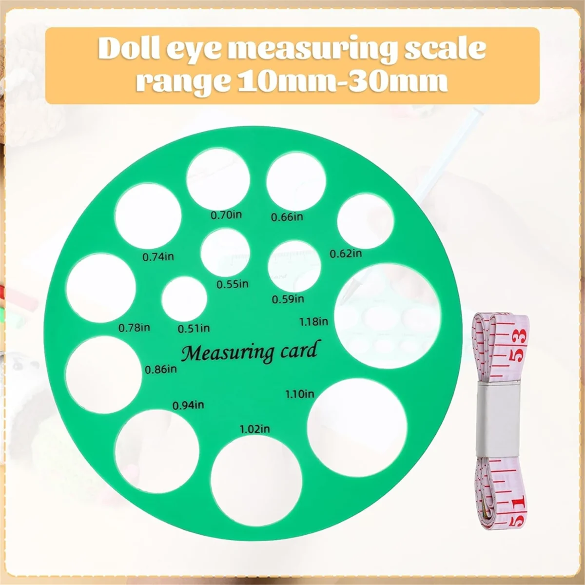 A83Z Round Safety Eye Sizer Tool,10-30mm Diameter Measuring Ruler Safety Eye Ruler for Doll, for Measure Safety-Eyes Size