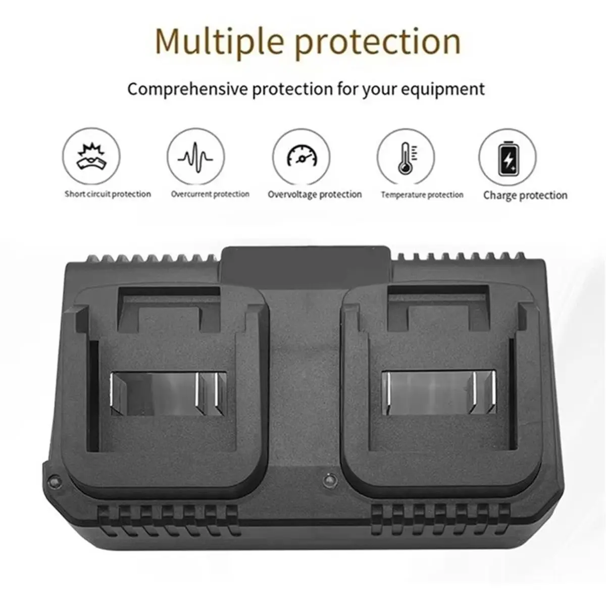 Dual-Ports Li- Battery Charger for 18V US Plastic BL1830 Compatible Charger