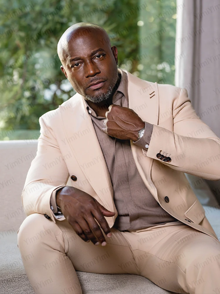 سترة رجالية متواضعة مكونة من قطعتين مع طية صدر السترة مزدوجة الصدر بدلة للحفلات الراقصة بقصة ضيقة لحفلات الزفاف بدلة سهرة للرجال مخصصة