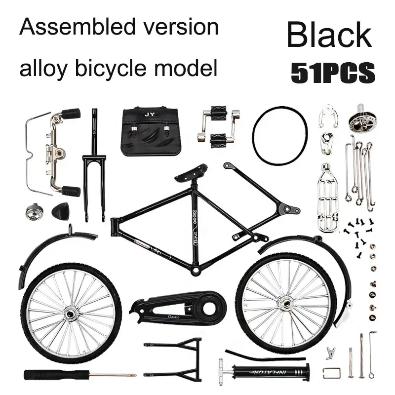 1:10 DIY Mini Retro Alloy Bicycle Diecast Model Metal Bike Sliding Assembled Version Simulation Collection Gifts Adult Boys Toys