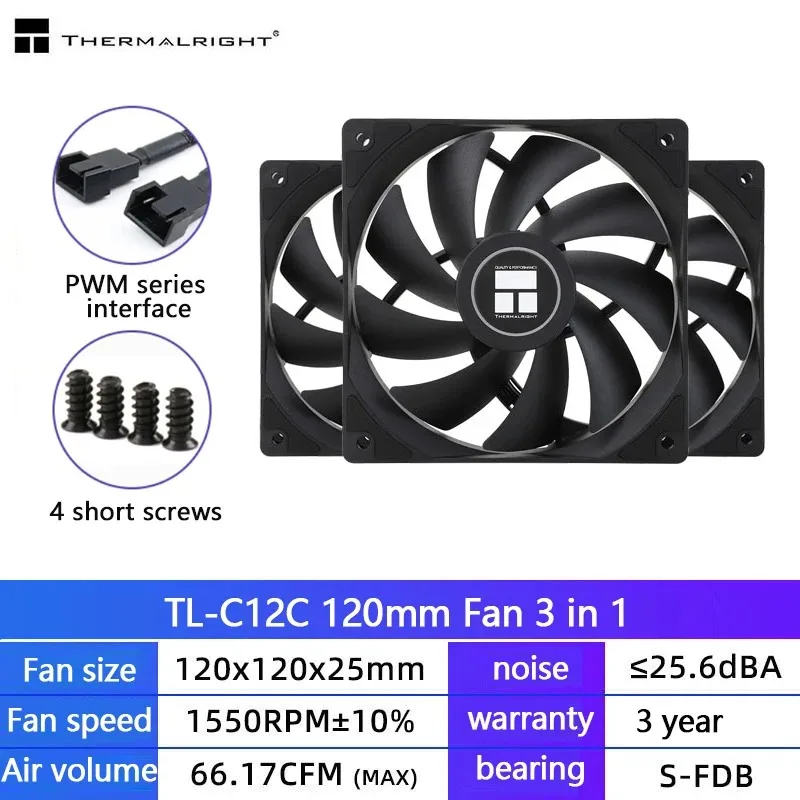 Thermalright TL-C12C 3-in-1 120-mm-Lüfter, 5 V ARGB-Gamer, Geschwindigkeit anpassen, Kühler, Argb, verstellbarer Computergehäuselüfter, Ventilator
