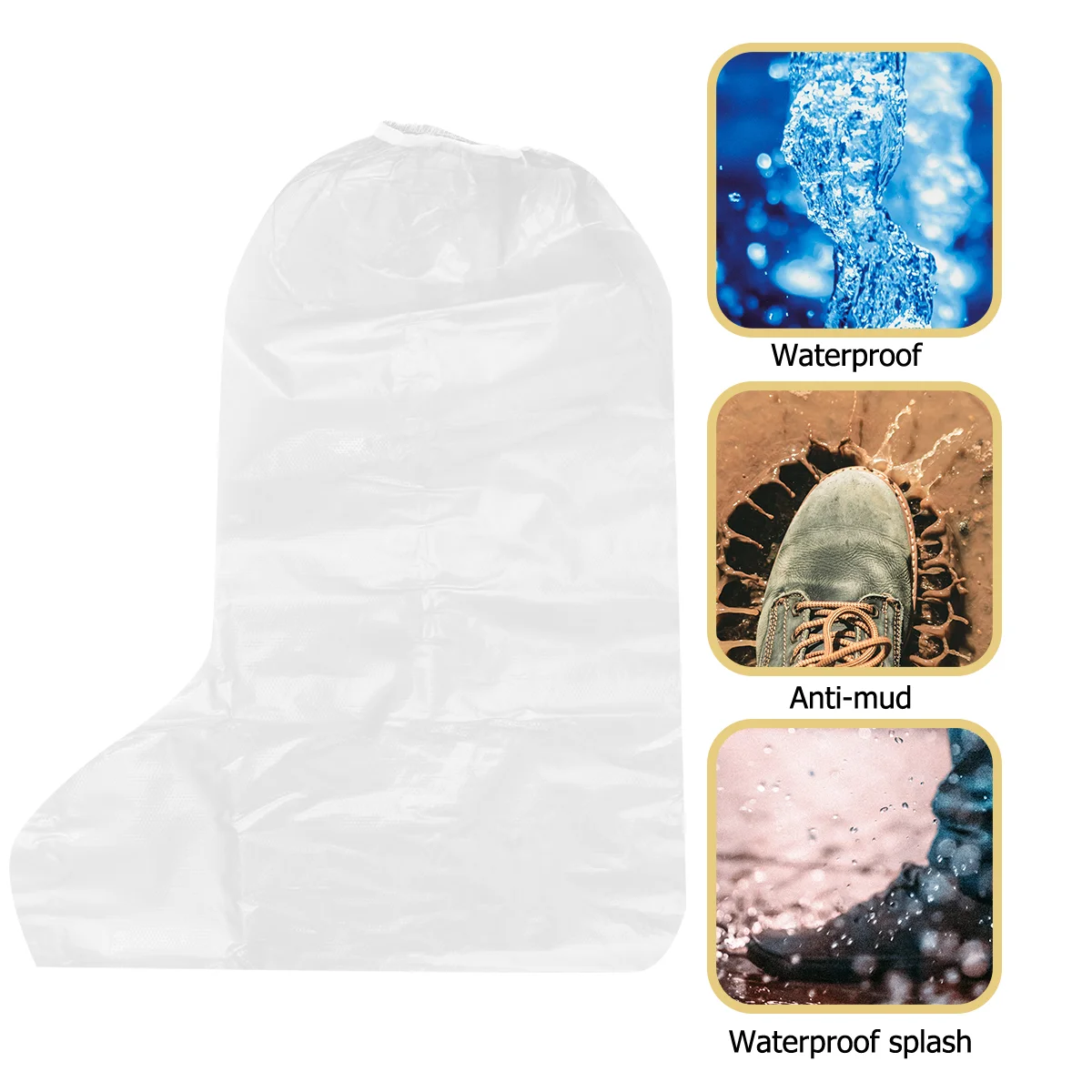 10pcs Disposable Rain Shoes Protectors High-top Thicken Waterproof Anti Foot Boot Covers Carpet Protectors (Transparent)