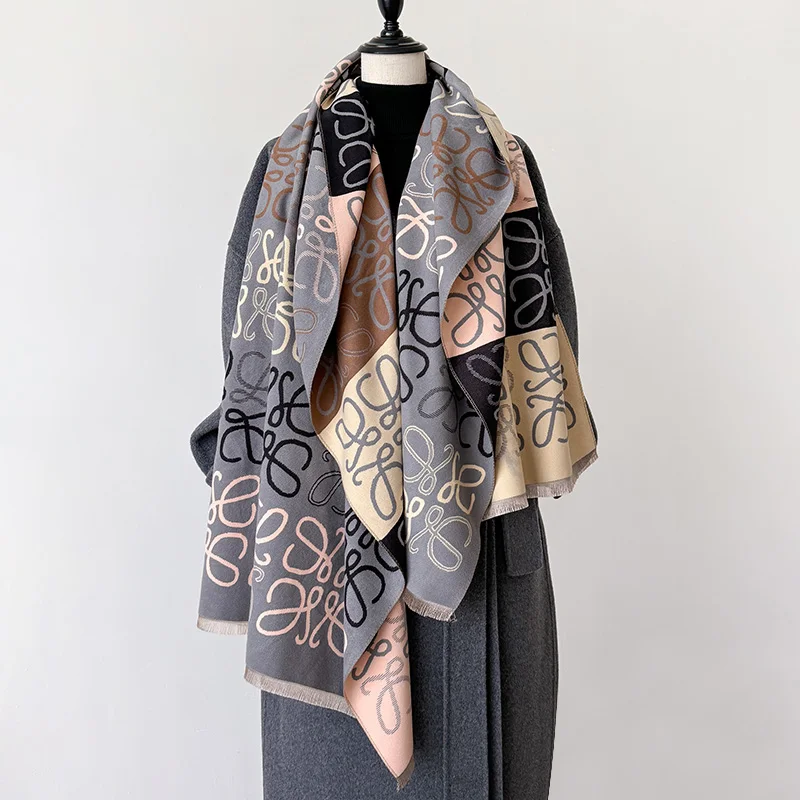 

Women Winter Warm Cashmere Scarf Luxury Brand 2024 Floral Pashmina Shawls and Wraps Bufanda Hijab Travel Stoles Echarpe Blanket