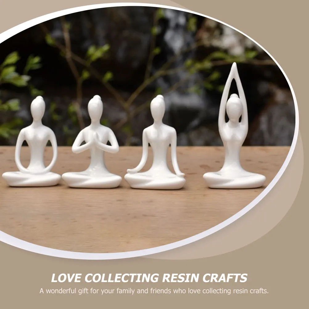

4Pcs Decorative Yoga Sculpture Set Abstract Ceramic Home Office Bar Tabletop Decor Elegant Yoga Posture Household Abstract