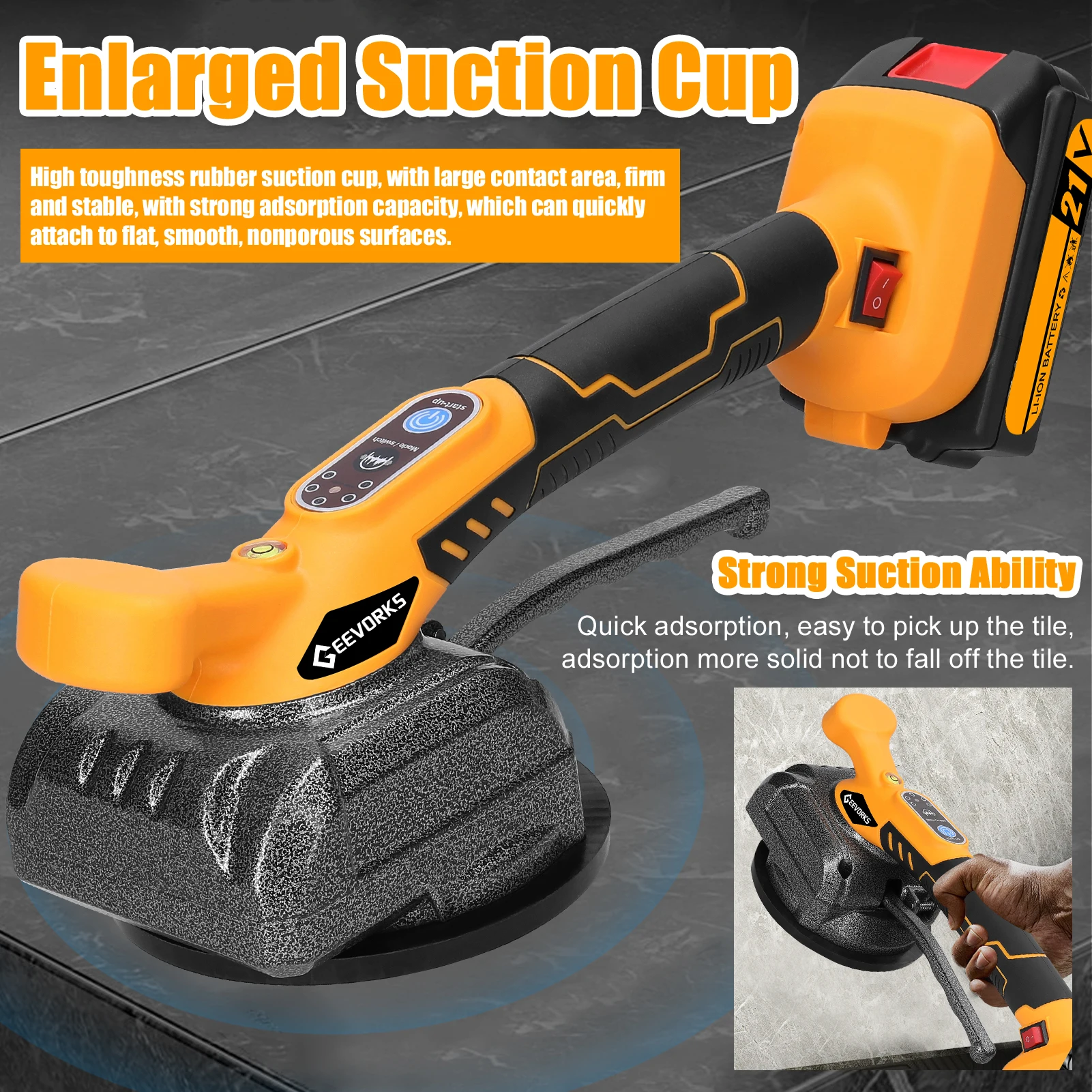 Imagem -03 - Elétrica Automática Ladrilho Máquina Recarregável Floor Deitado Nivelamento Ferramenta Bubble Leveler Ferramentas Elétricas 21v Engrenagens Profissional
