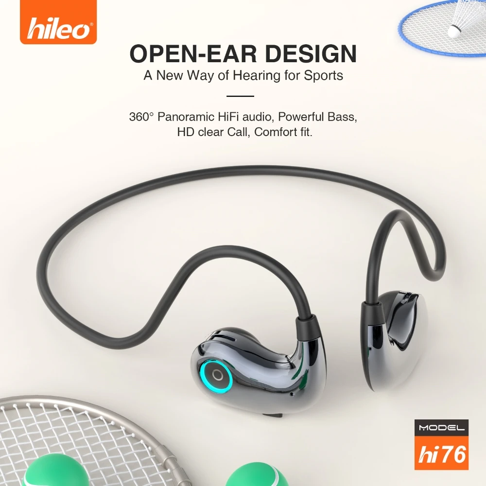 HI76 Open-Air Bluetooth 5.4 Earphone ENC Noise Canceling Headphones Wireless Headset Sport Ambisonic Codification System