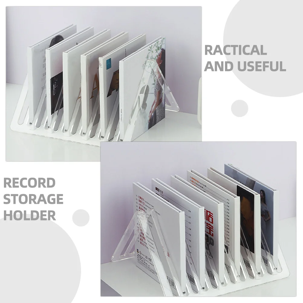 

Clear Acrylic Vinyl Record Holder Stand Desktop Rack for Books Magazines Office Home Storage Organizer