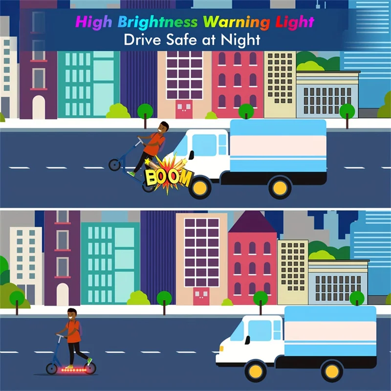 مقاوم للماء سكوتر LED قطاع سكيت الدراجة مرنة ديود الشريط سكوتر كهربائي السلامة ليلة ركوب ضوء مصباح هدية الكريسماس #5