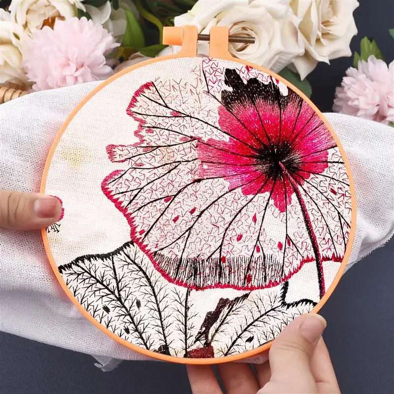 Plastic Handy Cross Stitch Machine Embroidery Hoop Ring Bamboo Frame Embroidery Hoop Round Needlecraft Sewing Tools Random Color
