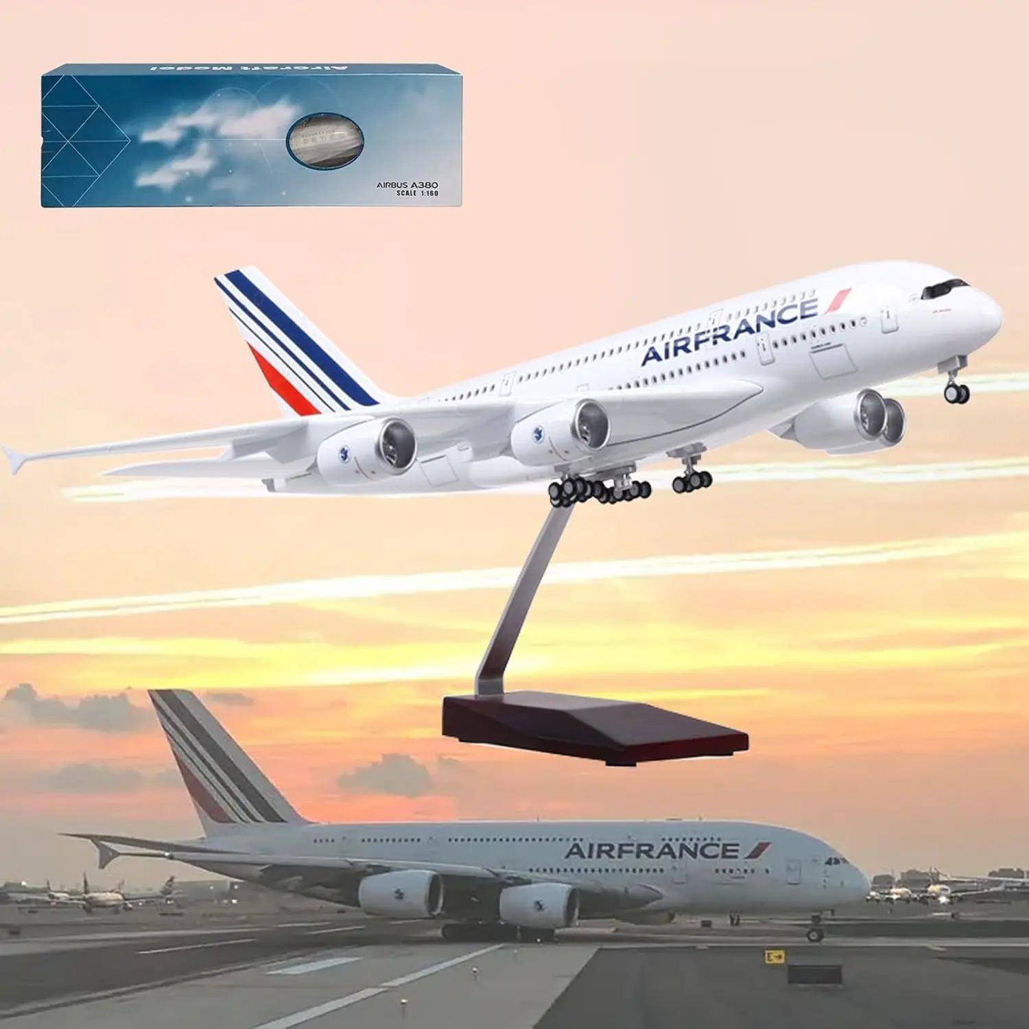 

A380 Model Airplane Air France Airline Airbus 380 Scale 47CM Aircraft Model Diecast Resin Plane Collection Display Toy Airplanes