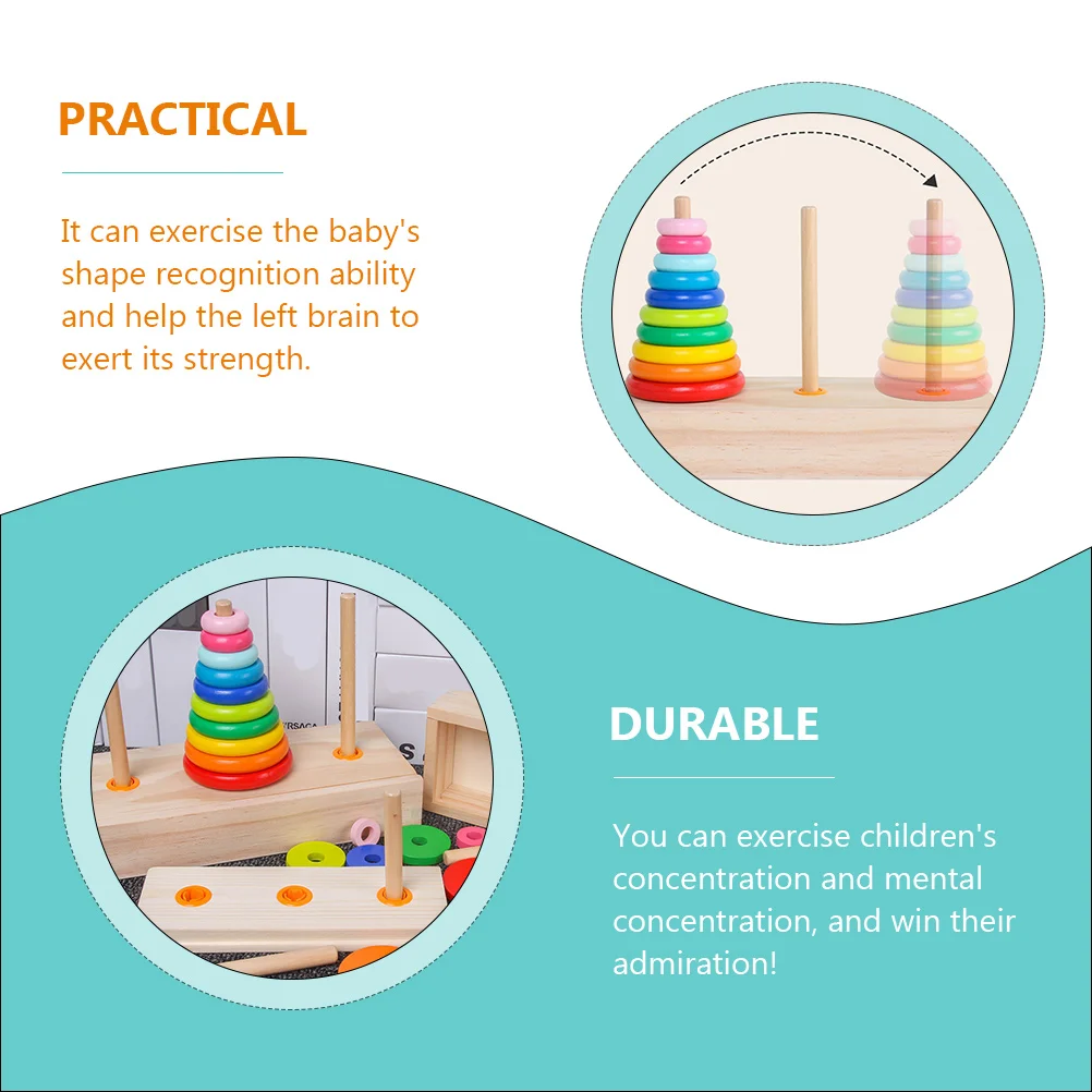 1 Set Rainbow Stacking Toy Wooden Stacking Ring Blocks Sensory Toy Baby Stacking Toys Rainbow Nesting Toys