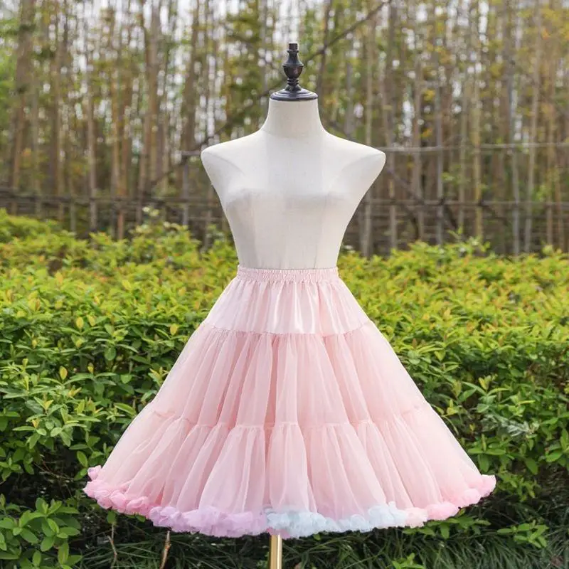 P9FE Frauen Elastische Taille Tüll Petticoat Regenbogen Wolke Tutu Pettiskirt – Detail 3