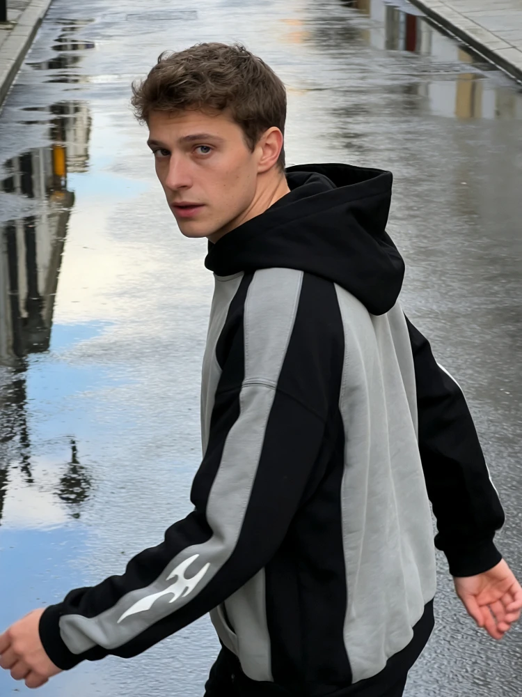 

Спортивная одежда с персонализированным принтом и цветными блоками, пуловер с длинными рукавами, толстовка в стиле панк, уличная куртка y2k, панк, уличный стиль, эмо