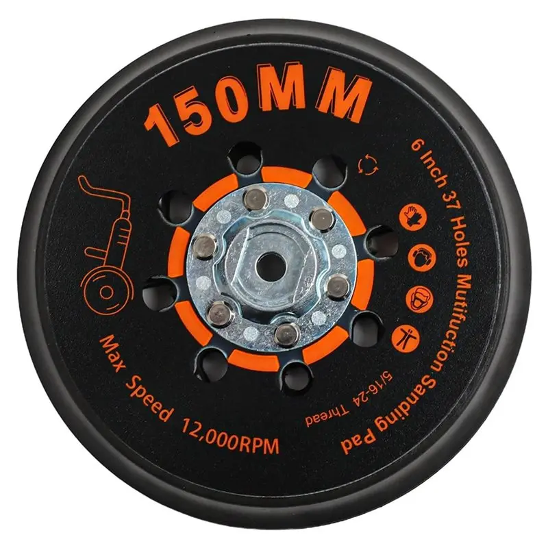 DT16 2pcs 6 Inch Sander Backing Pad 150mm 37 Holes for Orbital Sander Polisher, 12000 RPM, 5/16-24 Thread, for MAXXT, Wood