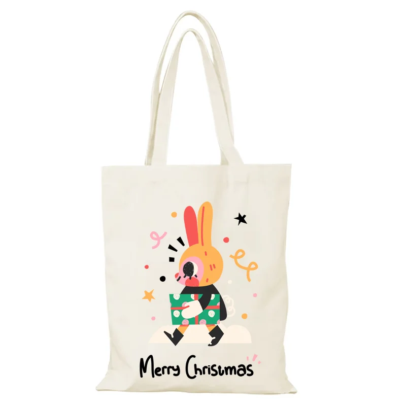 Cloth Bags Christmas Gifts Women's Handbag Fashion Beach Bag Cartoon Handbags Canvas Tote Bag Eco Shopper Shopping Woman Lady