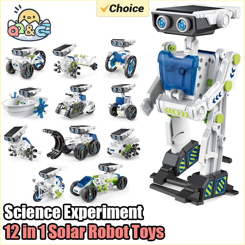 12 in 1 Science Experiment Solar Robot Toy DIY Building Powered Learning Tool Education Robots Technological Gadgets Kit for Kid