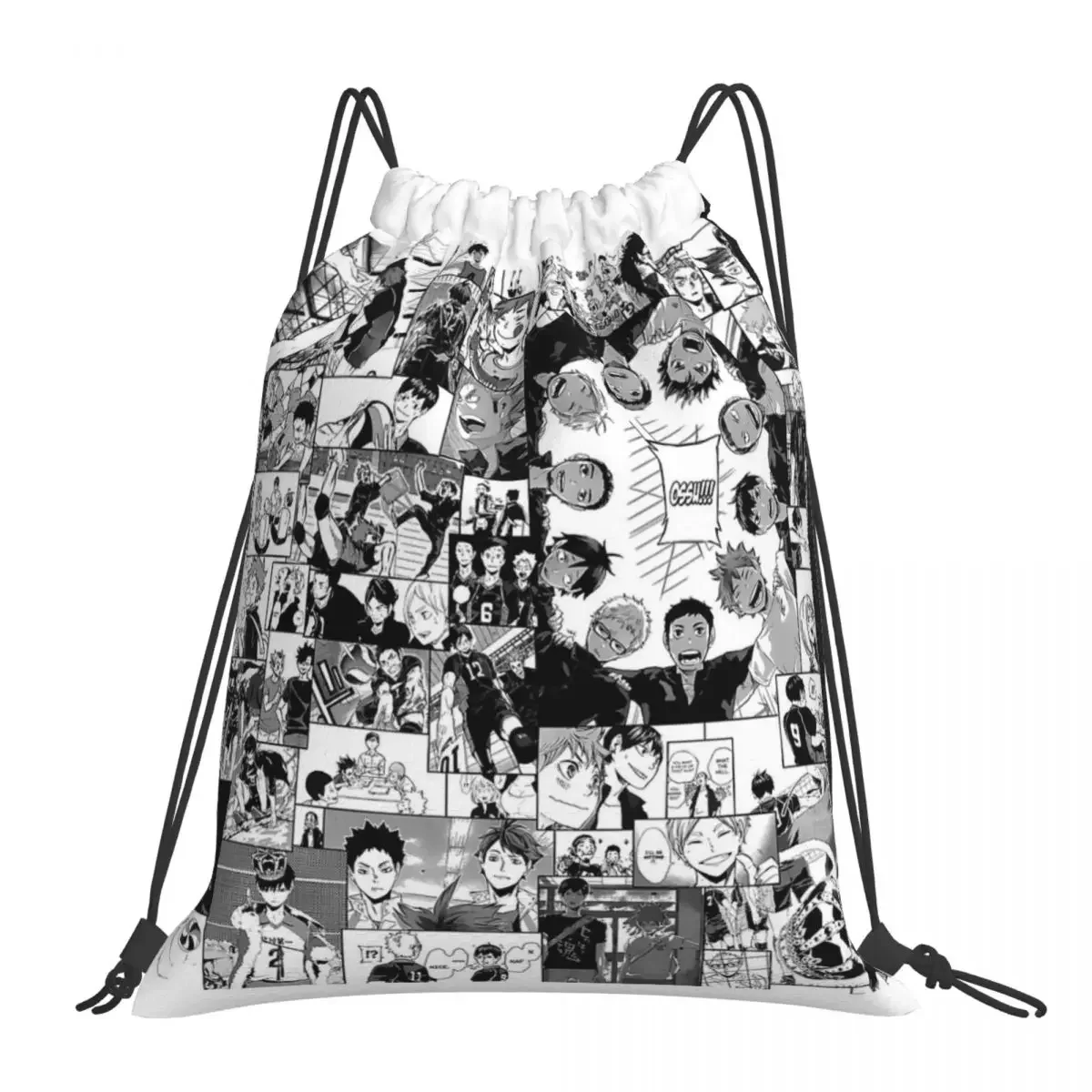 Haikyuu!! Karasuno Collage Backpacks Portable Drawstring Bags Drawstring Bundle Pocket Sports Bag Book Bags For Travel Students