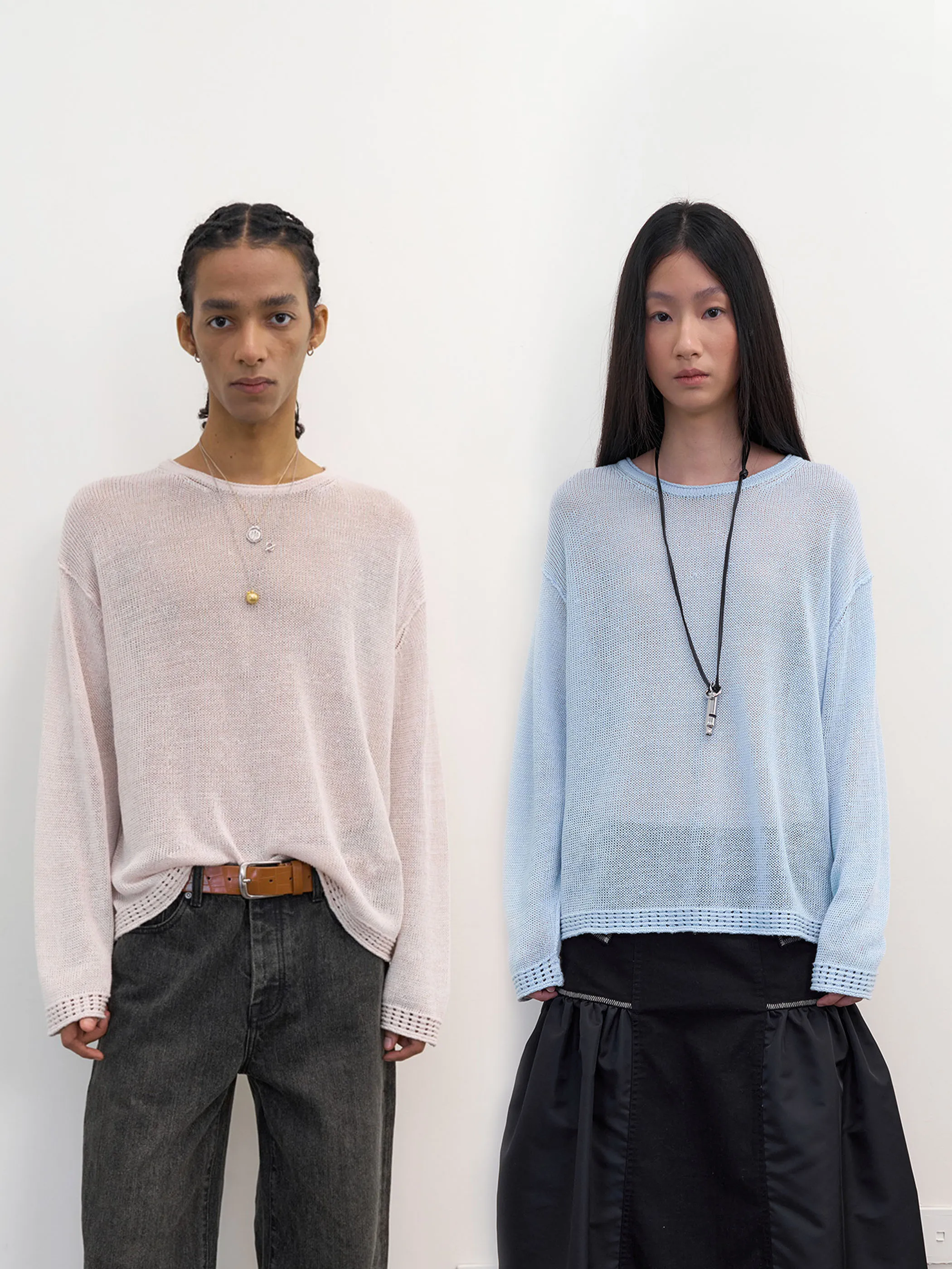 

Свитер NEVERSEEZ из хлопковой смеси, вязаный, ажурный, простой, с длинными рукавами, круглым вырезом, для повседневной носки, осенний сезон, цветной