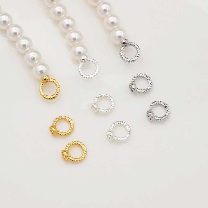 10/20pcs 18K Real Gold Plated Brass Pearl End Beads Caps Connector With Loop For DIY Bracelet Necklace Jewelry Making Accessory