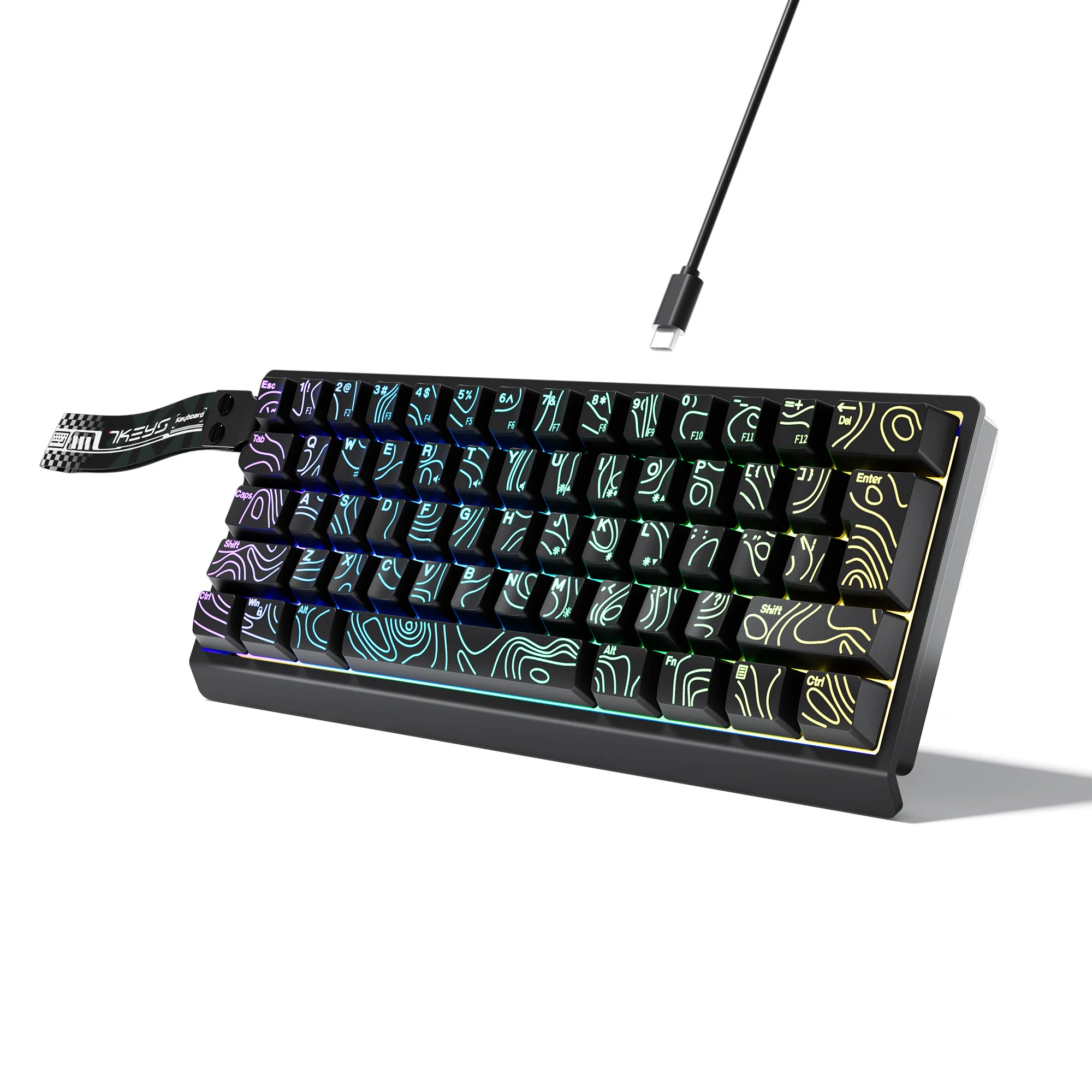 60% compact wired keyboard with RGB backlighting and gradient keycaps are suitable for Windows tablets, laptops and gamers.