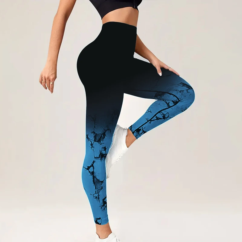 Tie Dye Seamless Leggings for Women High Waist Yoga Pants, Scrunch Butt Lifting Elastic Tights