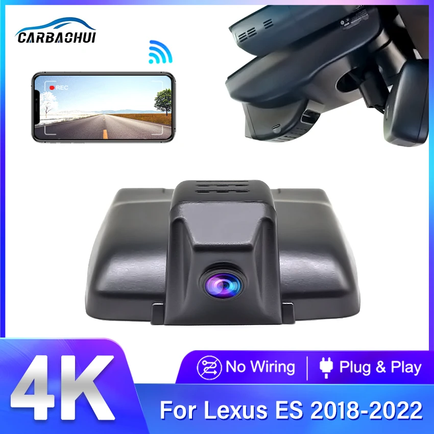 Plug and Play Car DVR 4K Wifi Dash Cam Front and Rear Camera for Lexus ES350 ES330 ES300 ES300h ES250 2018 2019 2020 2021 2022