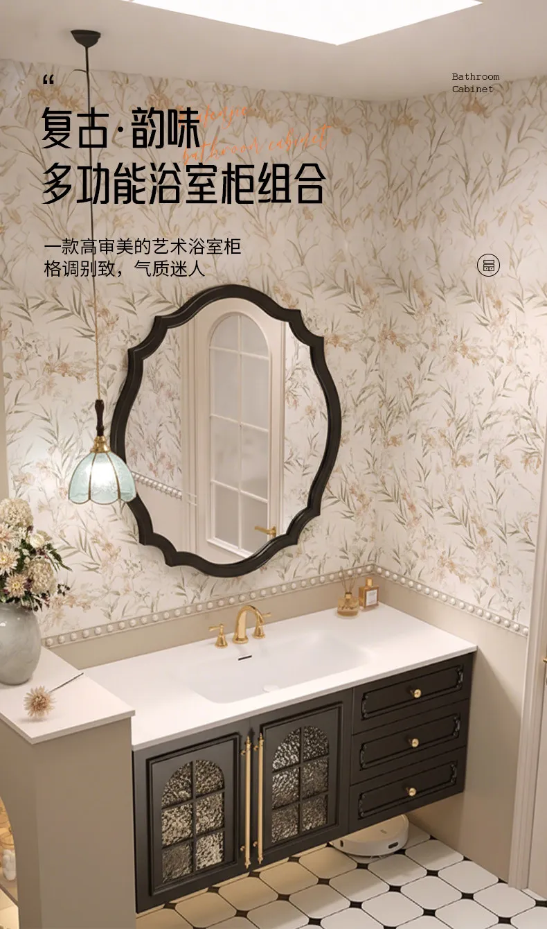 

Комбинированный шкаф для ванной из дуба с интегрированной керамической раковиной-умывальником