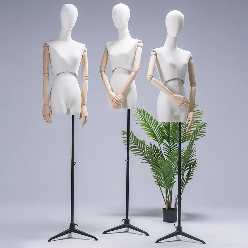 

Fashion Clothing Store Mannequin Can Lifting Female Model Display Stand with Arms Bridal Shop Window Female Half Body Mannequin