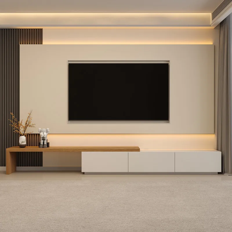 

Retractable Living Room Tv Cabinet Wooden Simple Combination Black Tv Stand Modern Vintage Mobili Per La Casa Home Furniture