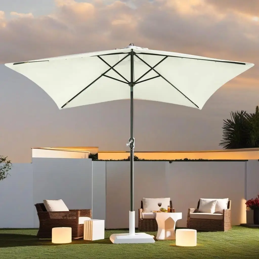 

Garden Umbrella with Steel Pole - 6.6'x9.8' Outdoor Parasol for Patio & Beach