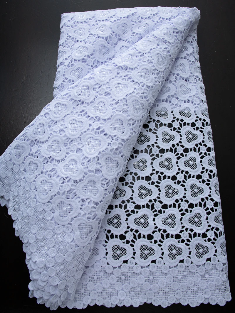 

Nigerian Cord Guipure Lace Fabric Sequin Knitted Water Soluble African Lace Fabric 2025 High Quality for Elegant Dress Sew A3710
