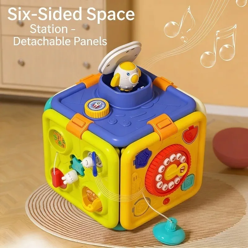 Baby Busy Block Toy Multi Functional Music Polyhedral Puzzle Early Education Game Box Enlightenment Toy Six Sided Multi Gameplay