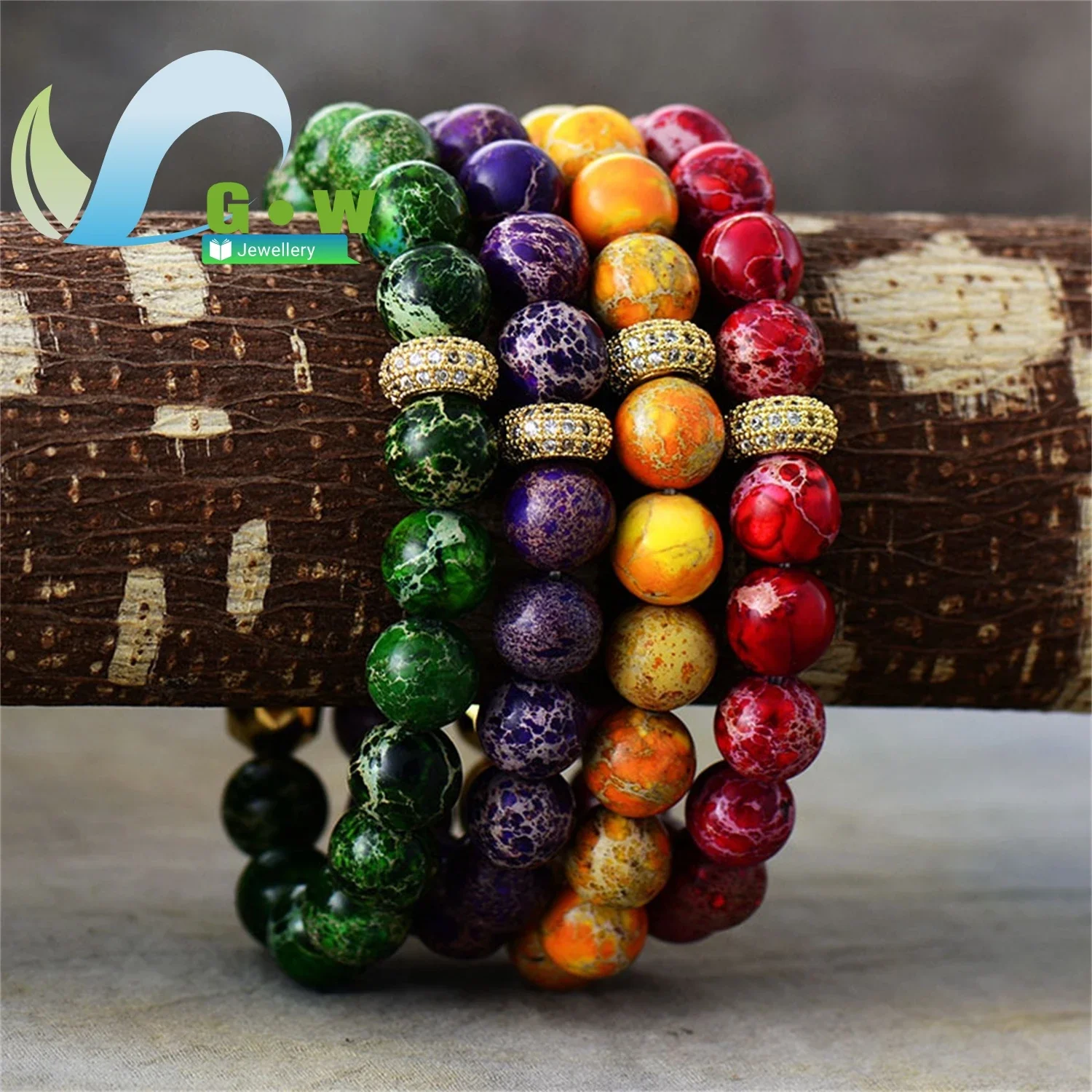 Ecommerce New Handmade Emperor Stone Beaded Stretch Bracelet Natural Healing Crystal Elastic Beads Jewelry Wholesale for Women M