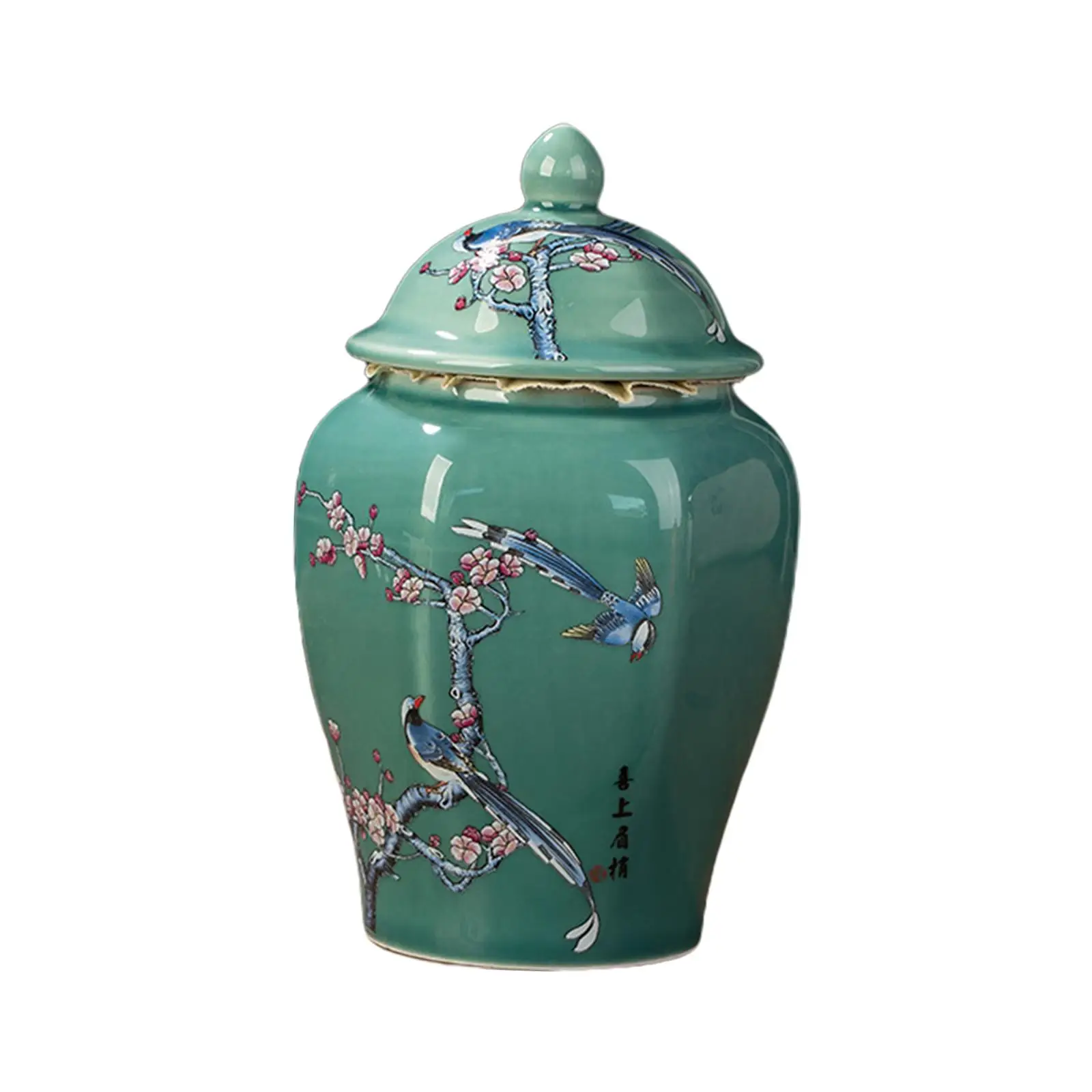 Ceramic Ginger Jar Asian Ginger Jar Chinese Gift Vintage with Lid Vase for Table Decoration Office Floral Arrangement