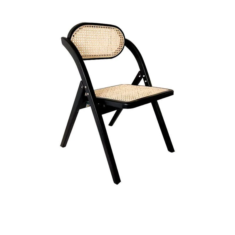 JOYLIVE Solid Wood Chair Retro Old Folding Rattan Chair Modern Home Balcony Outdoor Leisure Light Luxury Backrest Dining Chair